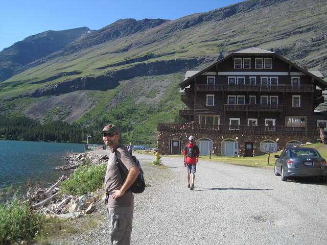 Finishing our hike around Swiftcurrent Lake at the Many Glacier Hotel.