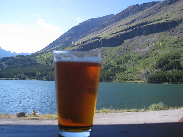 Enjoying some brews at the hotel