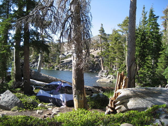 Our awesome campsite at Middle Velma Lake