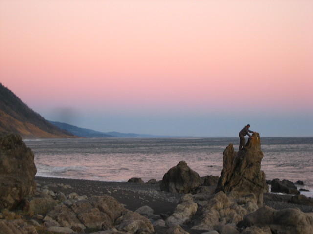 While climbing around on rocks, Mickey found a Geological survey benchmark.