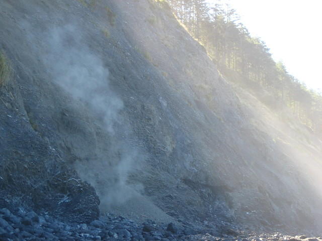 We watched a small landslide