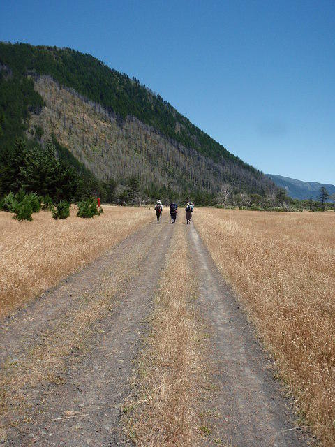 The house has a runway.  Yes, that is a runway we are hiking on.