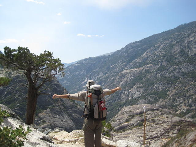 Mickey enjoys the breeze and the views over the canyon