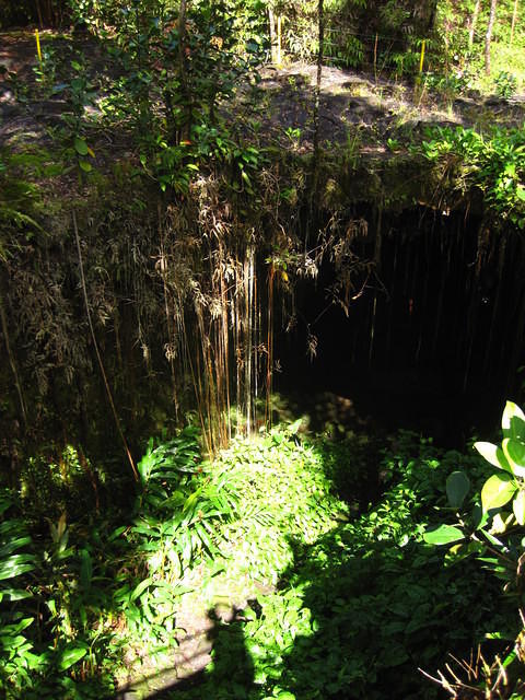 The entrance to one of the lava tubes.