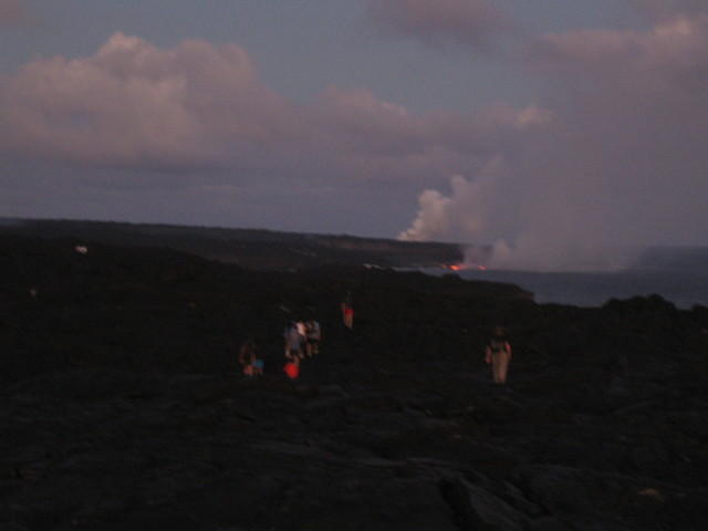 Lava flowing in the distance