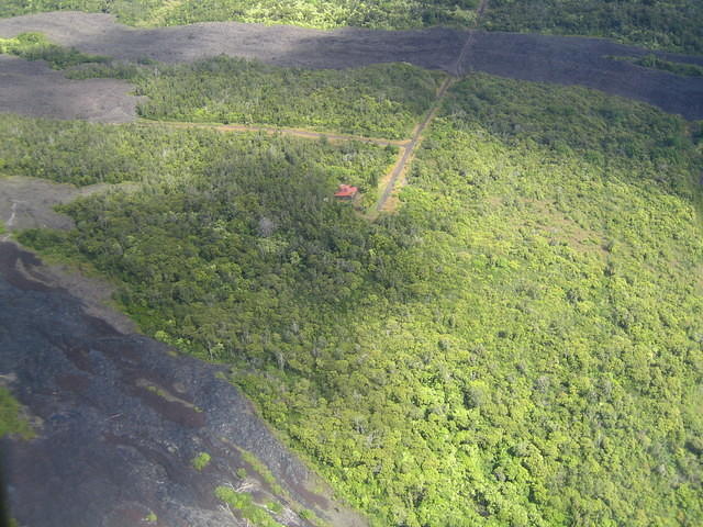 Jack's home surrounded by lava flows