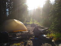 Reading and relaxing at our campsite