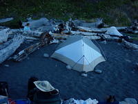 Our campsite.  We were visited by a raccoon and I accidentally almost stumbled upon a skunk while walking to the creek.