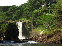 Mickey & Carrie tromped through mud, creeks and shrubs to get to this view of Pe'e Pe'e Falls.  Carrie slooshed away with about 15 bug bites.