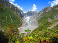 New Zealand has some of the only glaciers in temperate rainforests.  Notice all of the lush trees around the lookout point.  The only other places are Alaska and Patagonia.