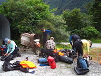 Packing up the gear for the 3 day kayaking trip.