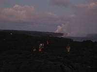 Lava flowing in the distance